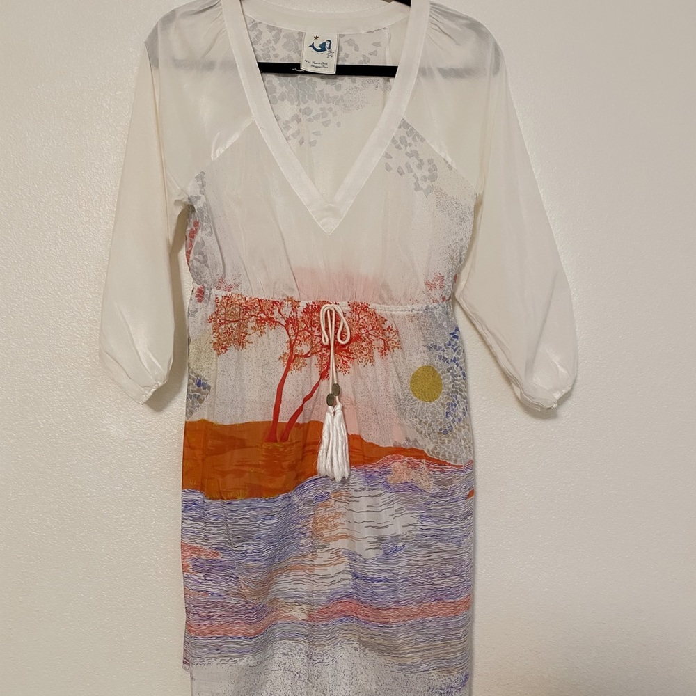 Anthropologie Mermaid Sunset Silk Swim Cover Up
